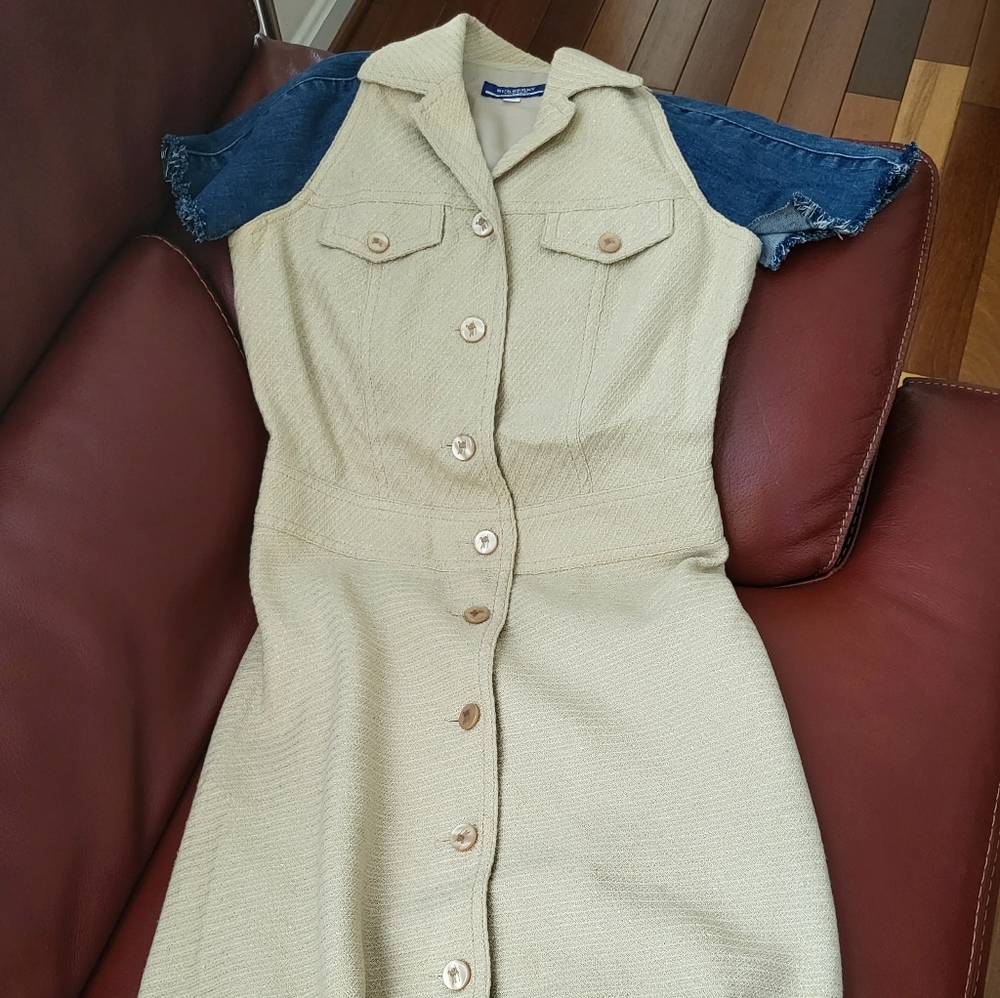 Burberry Denim Sleeve Linnen Shirt Dress
